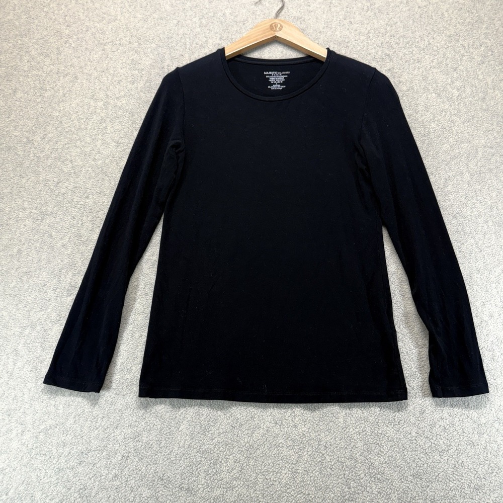 Majestic Filatures Women's Size 2 Black Supima Cotton Long Sleeve Top